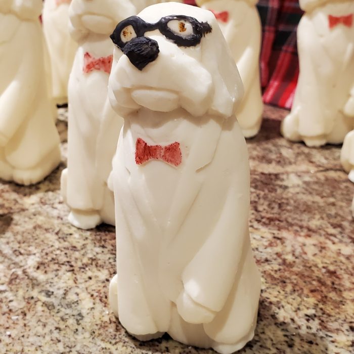 Lincoln McCarthy chocolate dog figure