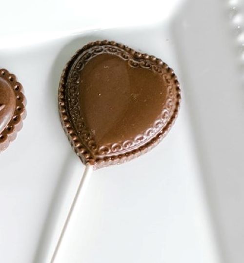 solid chocolate heart lollipop